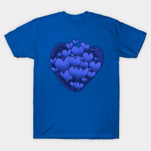 Purple Hearts Patterned Swirl Heart T-Shirt